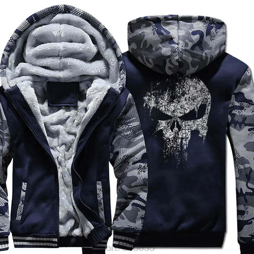 Skull wool hoodies jacket sweatshirt