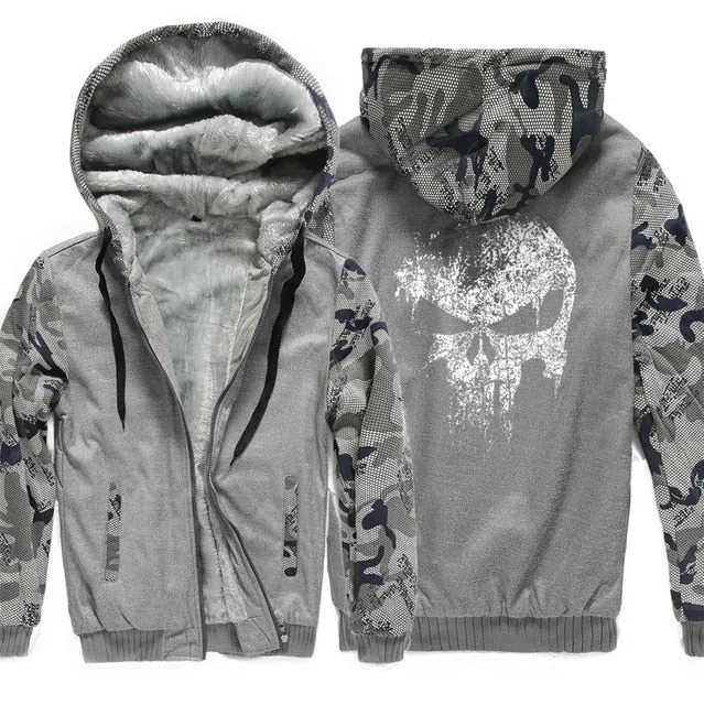 Skull wool hoodies jacket sweatshirt
