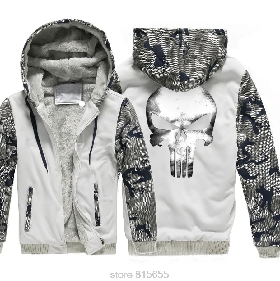 Skull wool hoodies jacket sweatshirt