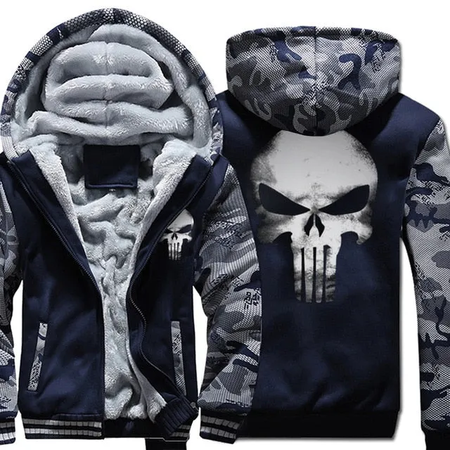 Skull wool hoodies jacket sweatshirt