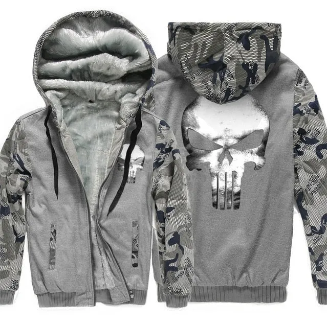 Skull wool hoodies jacket sweatshirt