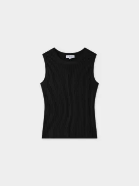 Sleeveless Ribbed Crew-Black