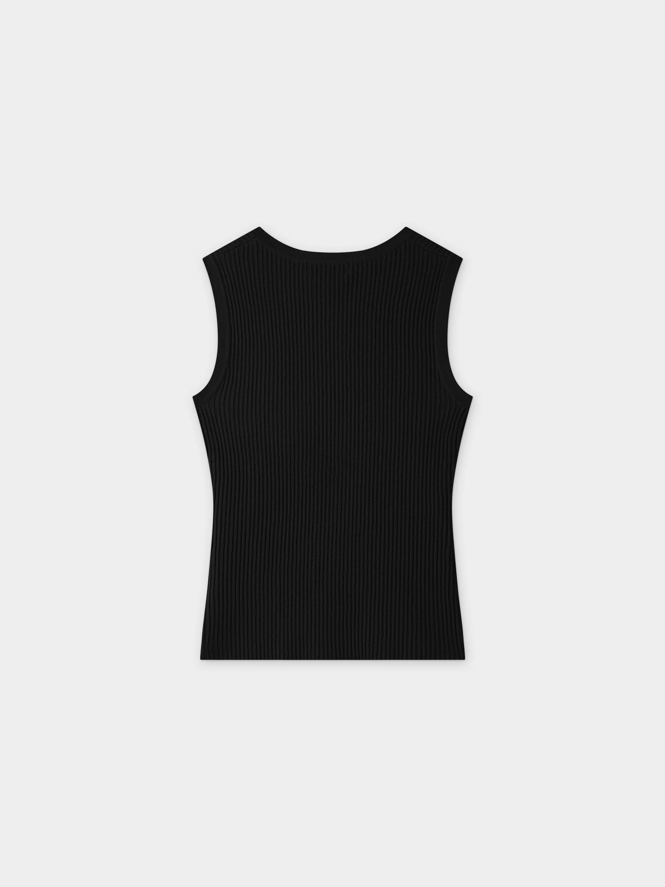 Sleeveless Ribbed Crew-Black