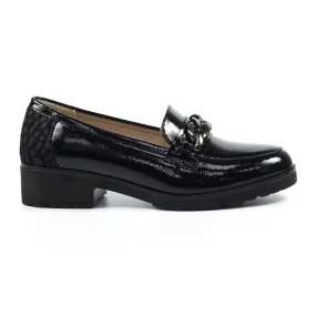 Slip On Lunar Ladies Chain Detail Shoes Zora Black/Pewter Animal Print sale
