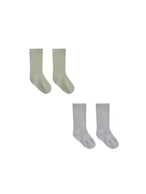 Socks Set of 2 || Sage   Periwinkle