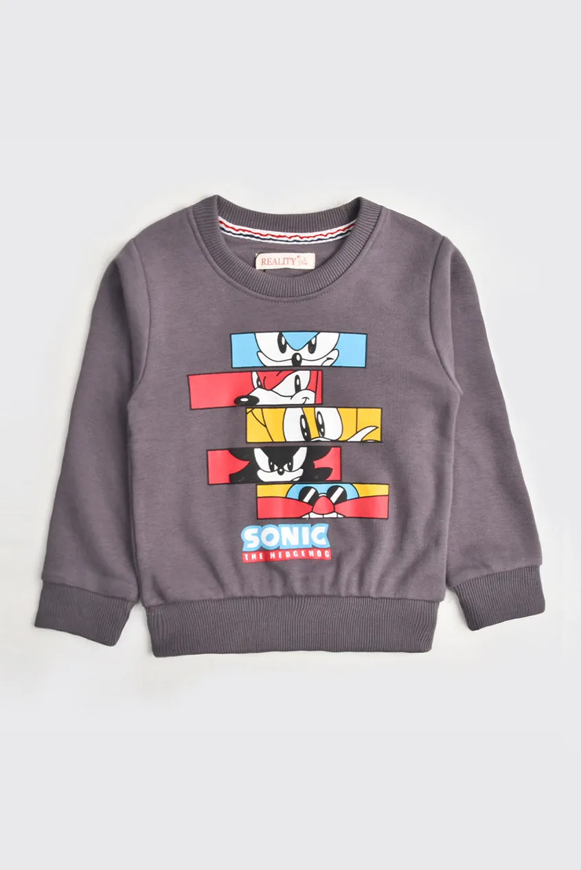 Sonic Printed Grey Sweatshirt