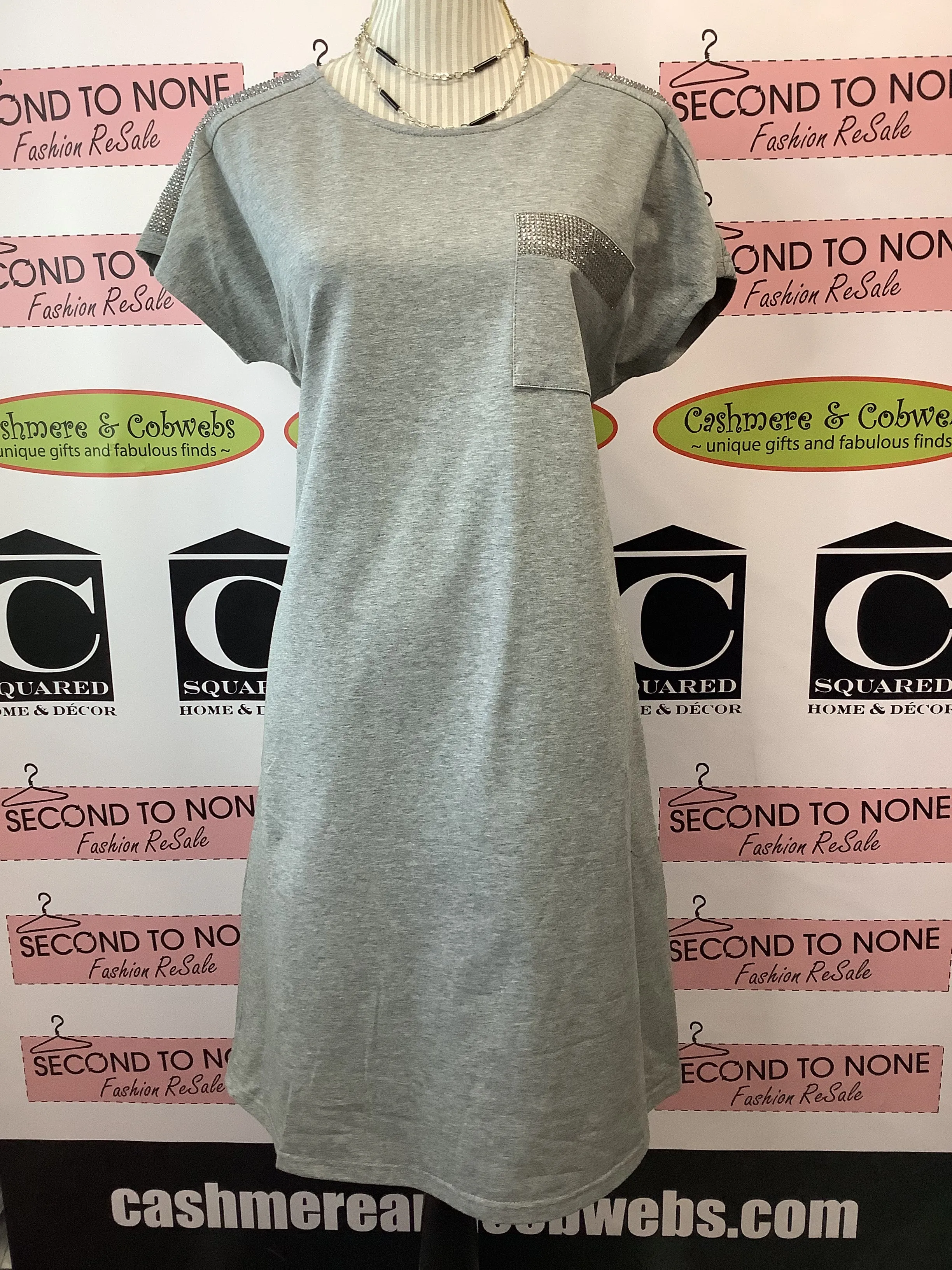 Sparkle Detail T-Shirt Dress (Only 2 Grey Left!)