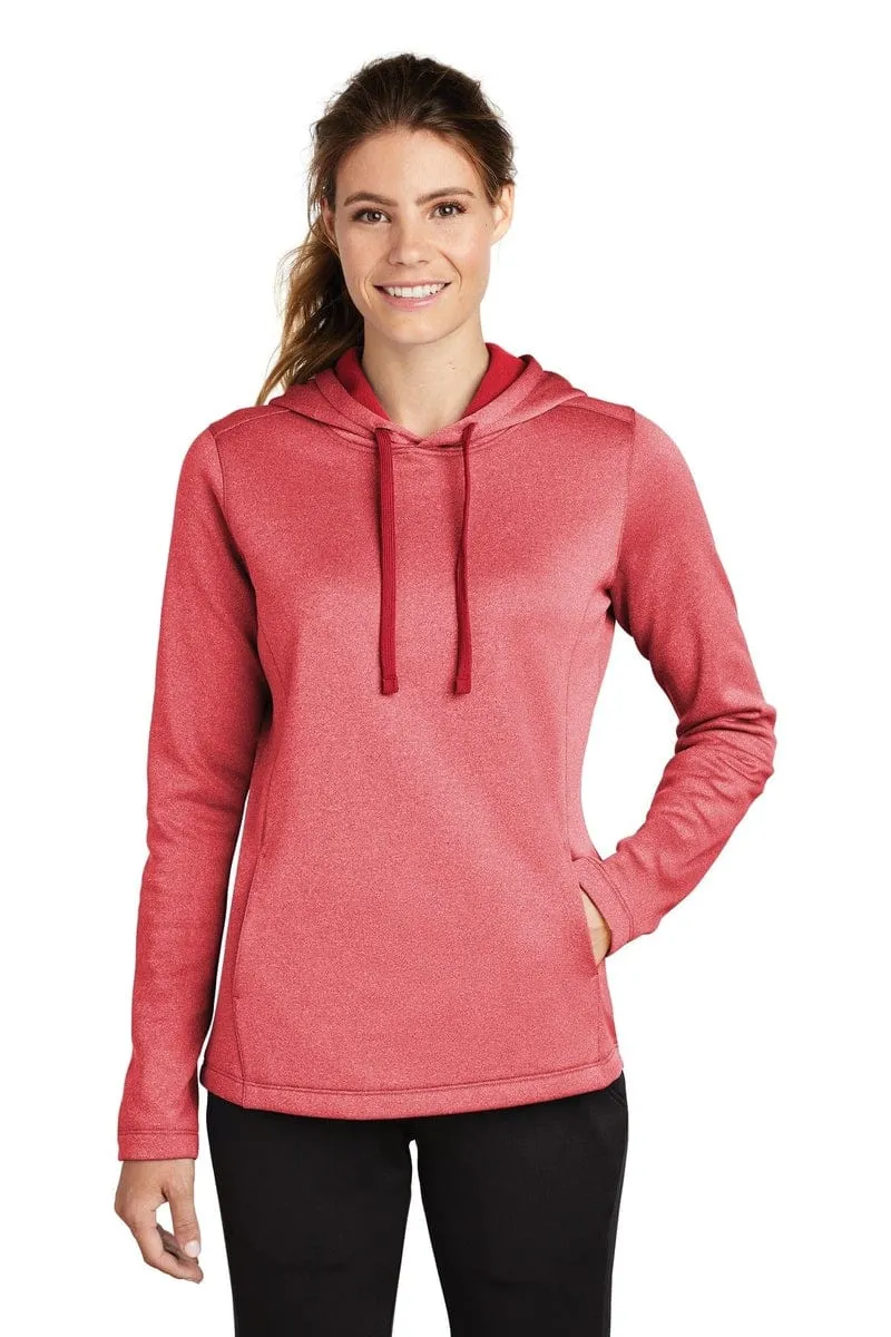 Sport-Tek LST264: Ladies PosiCharge Sport-Wick Heather Fleece Hooded Pullover