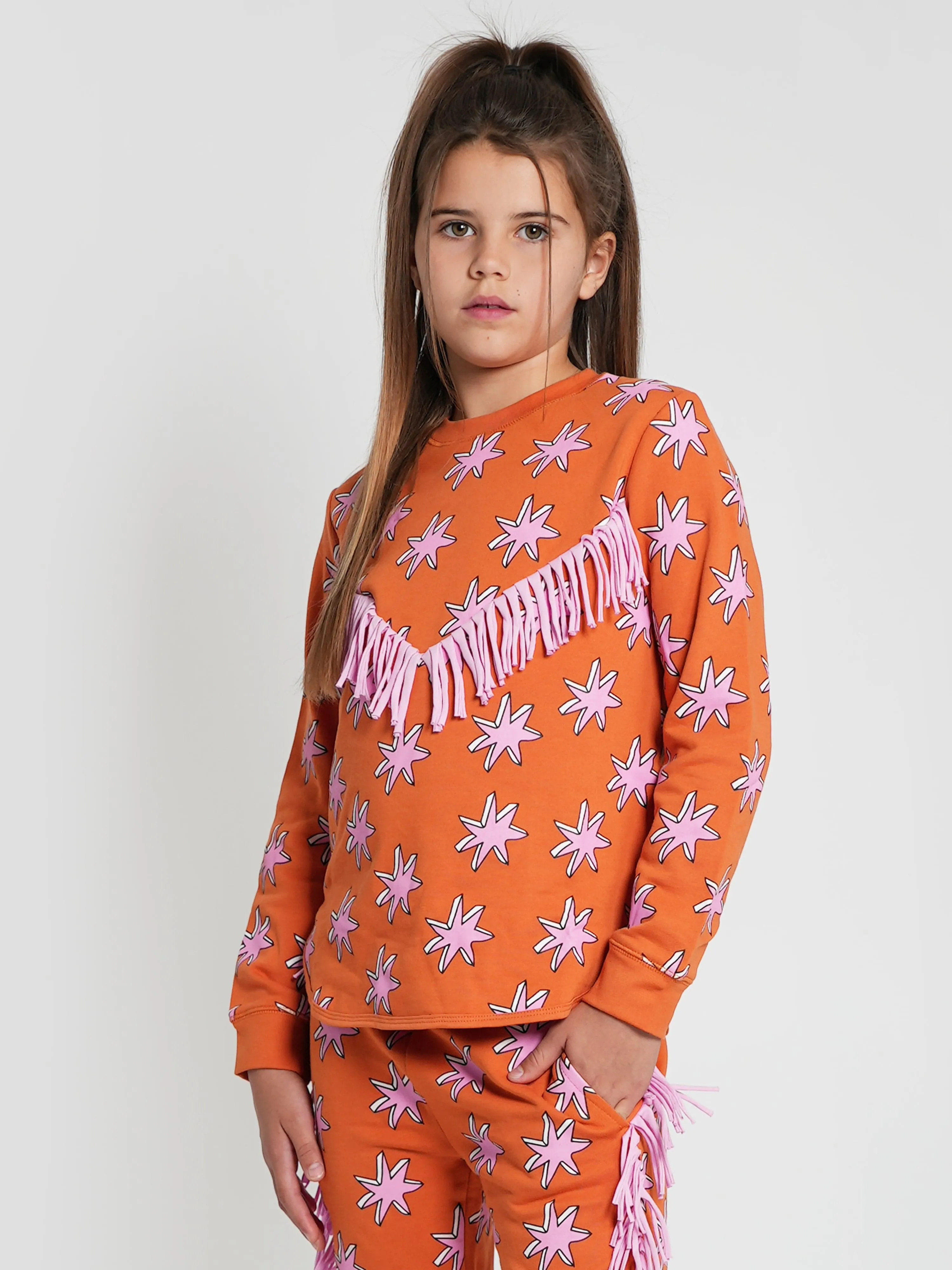 Stella McCartney Girls Fringed Sweatshirt in Orange