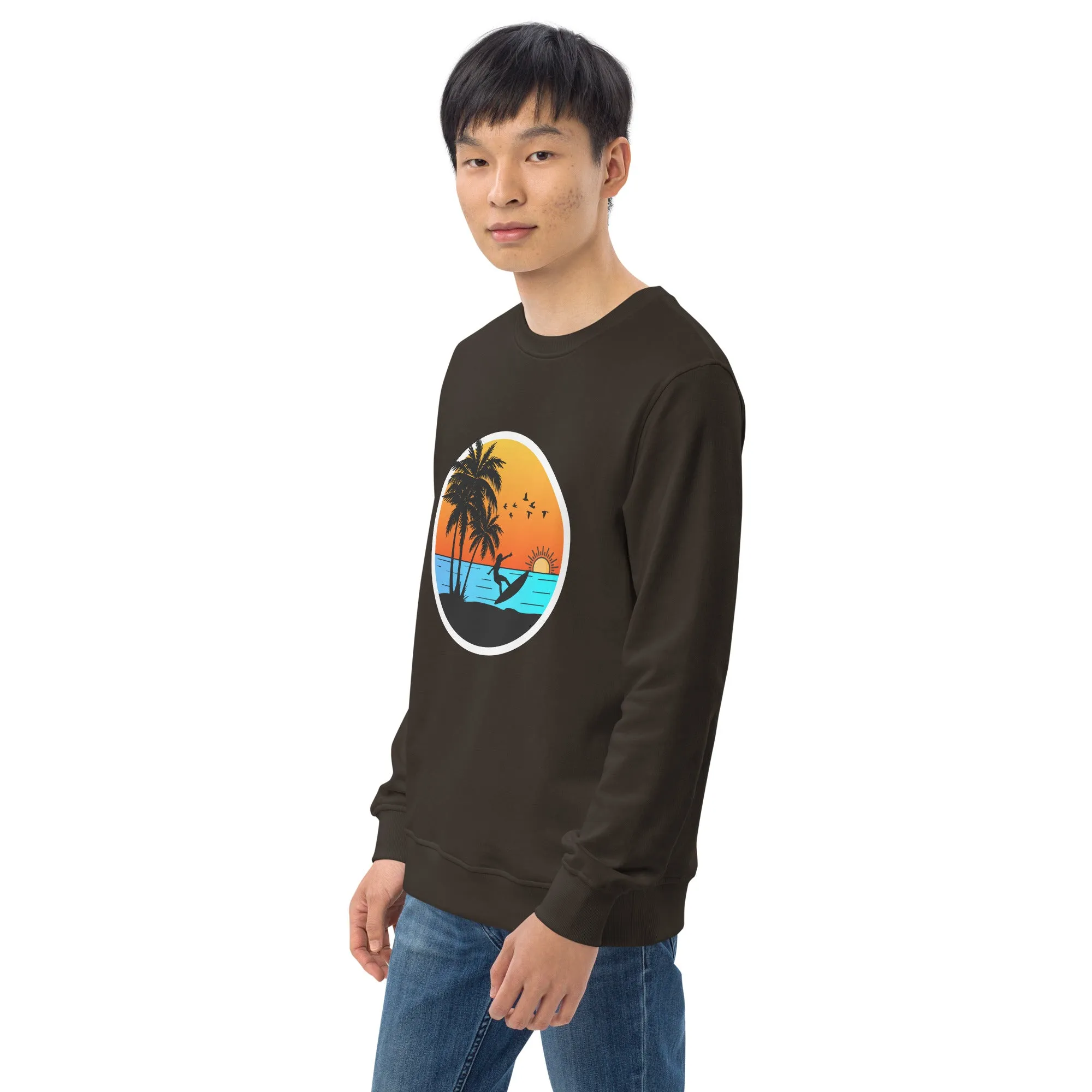 Sunset Surfing Vintage Graphic Men Organic Sweatshirt