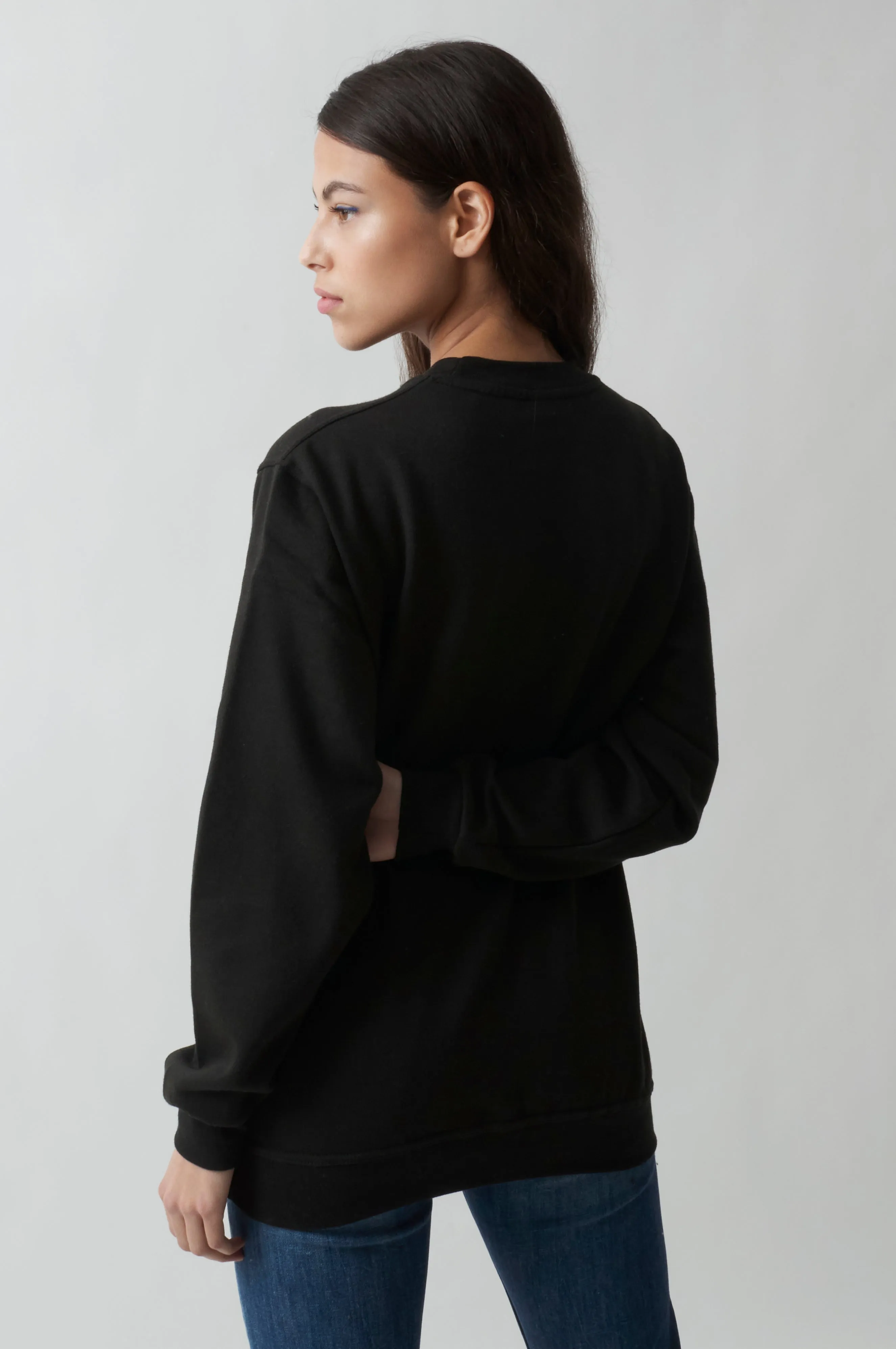 Sweatshirt Col Rond Paris pour femmes Noir - Radsow