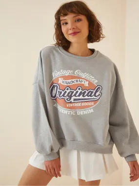 SXV  'Handcraft original vintage goods’ Printed Cool Aesthetic Drop Shoulder Oversized Baggy Sweatshirt