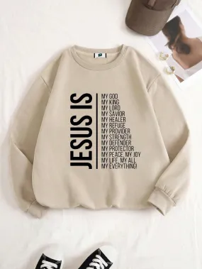 SXV  'JESUS’ Printed Cool Aesthetic Drop Shoulder Oversized Sweatshirt