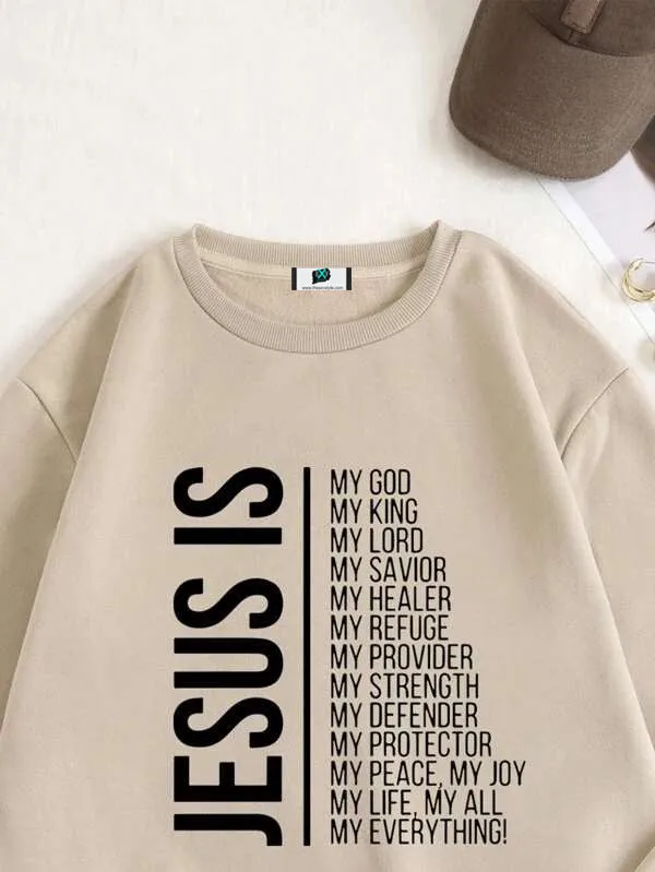 SXV  'JESUS’ Printed Cool Aesthetic Drop Shoulder Oversized Sweatshirt
