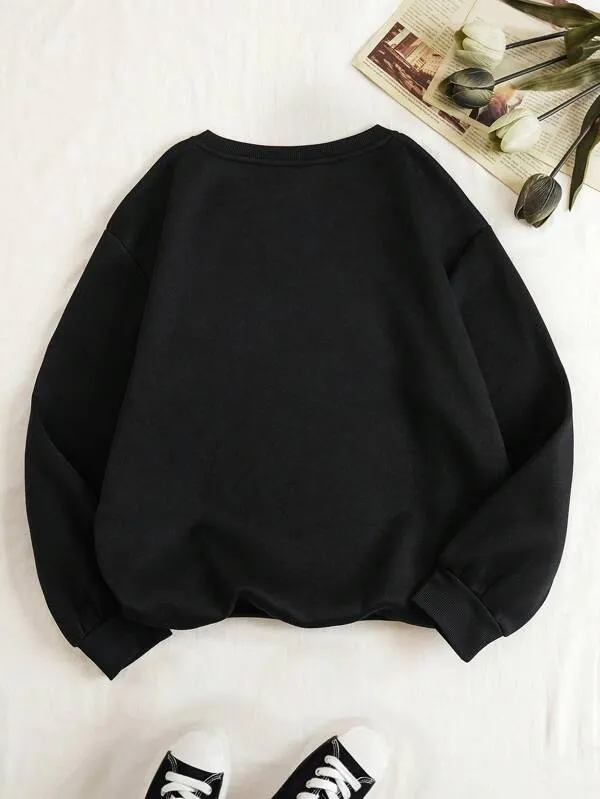 SXV  'JESUS’ Printed Cool Aesthetic Drop Shoulder Oversized Sweatshirt