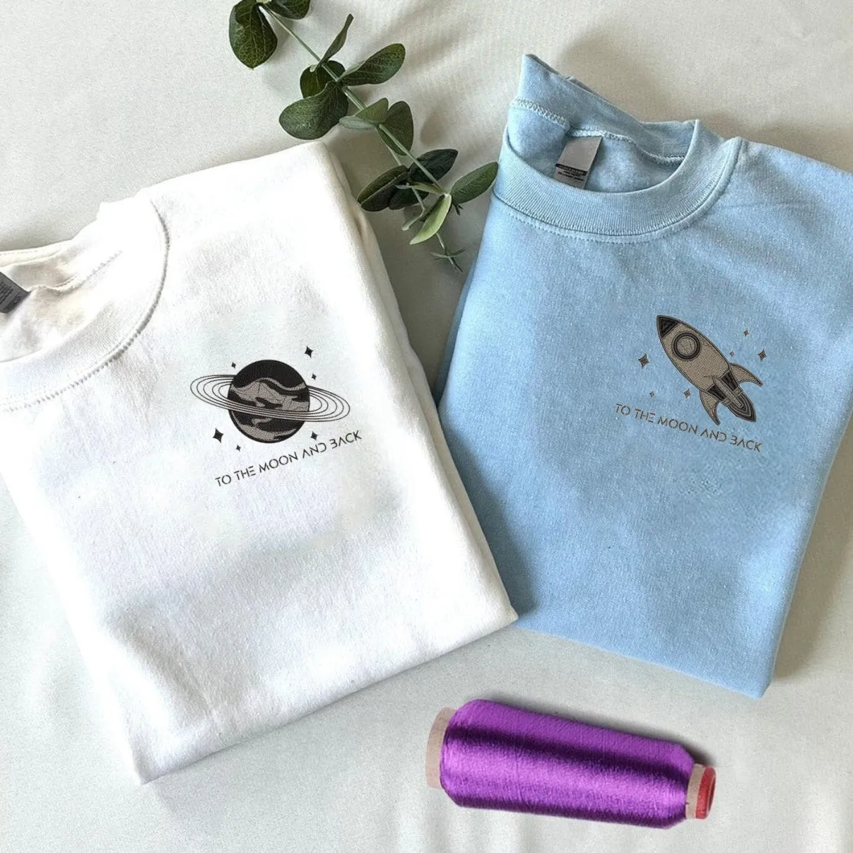 To the Moon and Back Couple Matching Sweatshirts - Personalized Embroidered Hoodies For Couples