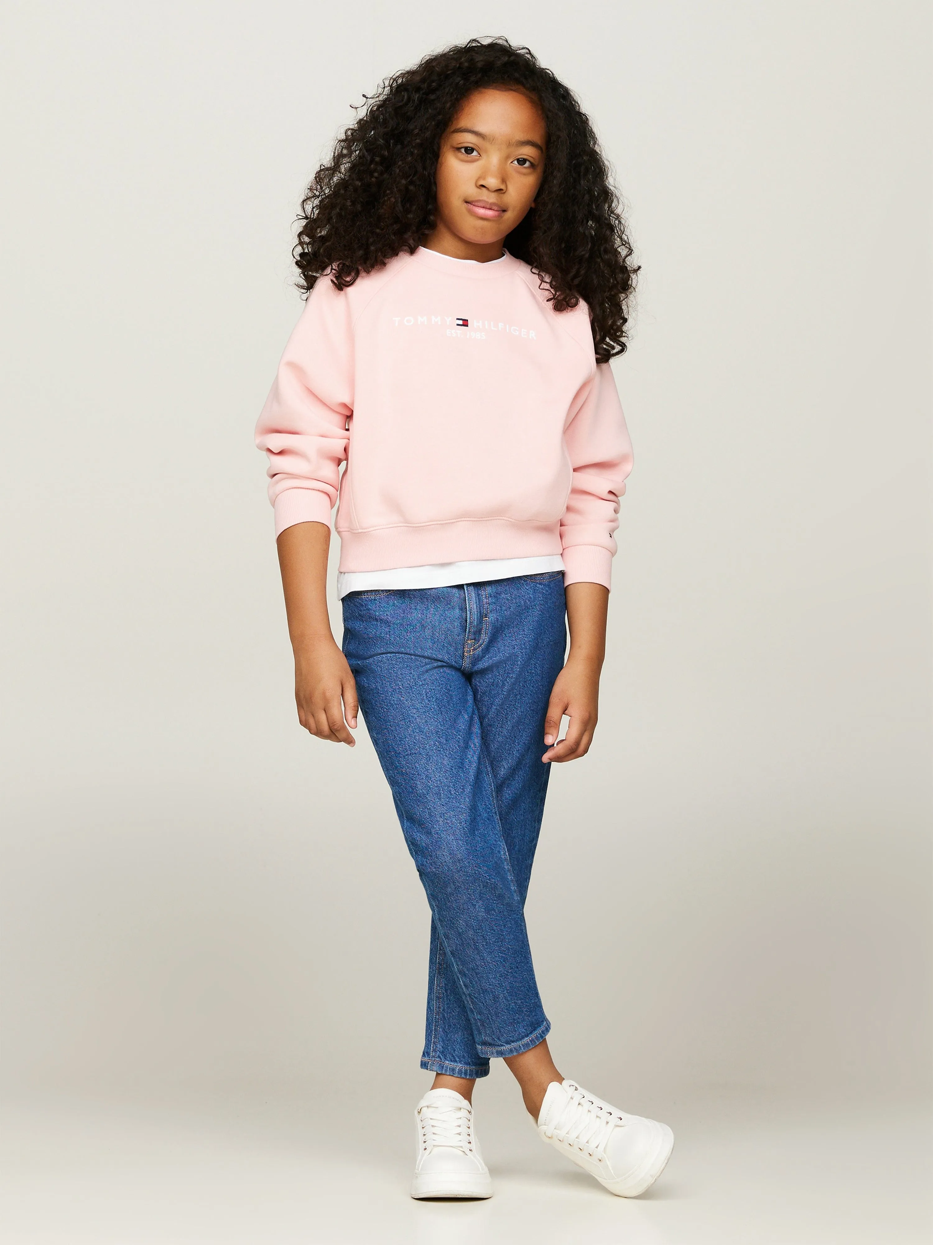 Tommy Hilfiger Girls Essential Embroidered Sweatshirt in Pink