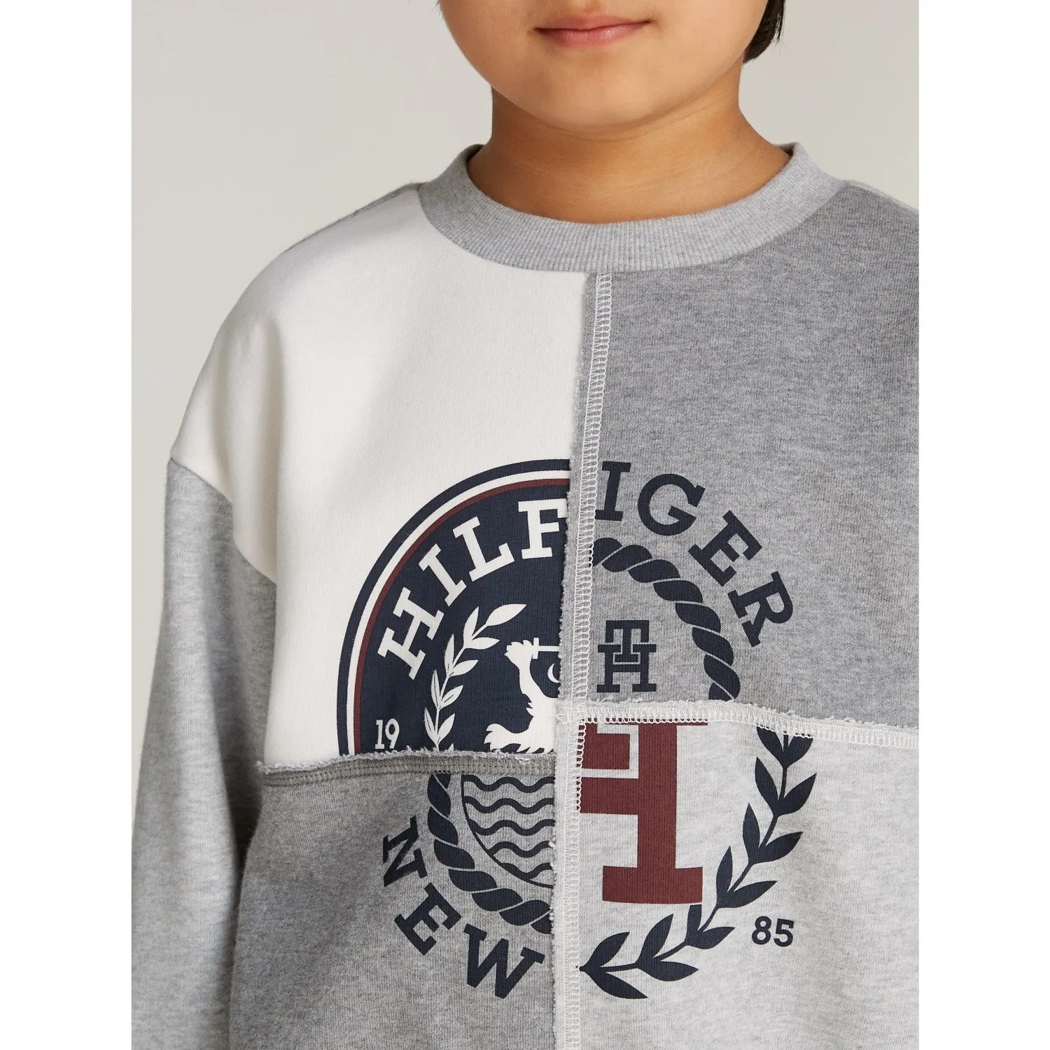 Tommy Hilfiger Grey Heather Mix Monotype Spliced Printed Cn Crewneck