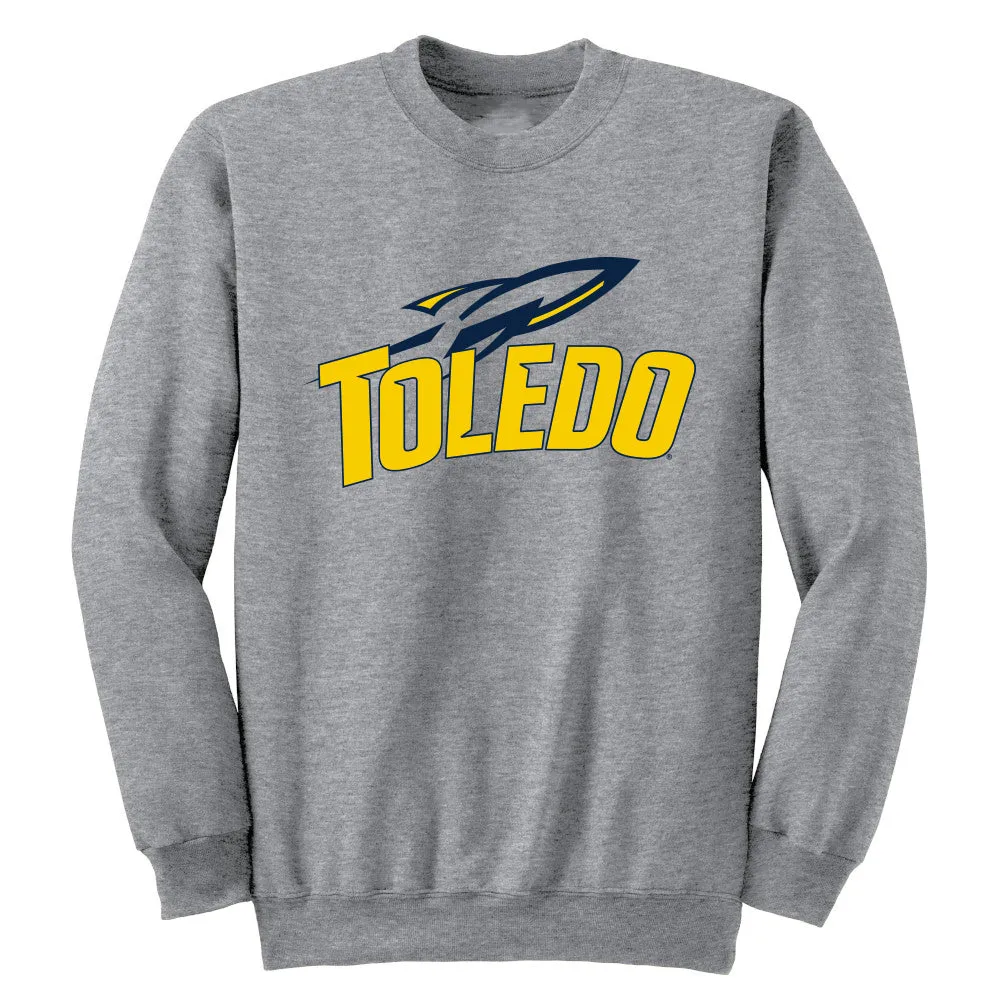 University of Toledo Rockets Adult Crewneck Sweatshirt Arch Text Toledo Rockets