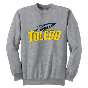 University of Toledo Rockets Adult Crewneck Sweatshirt Arch Text Toledo Rockets