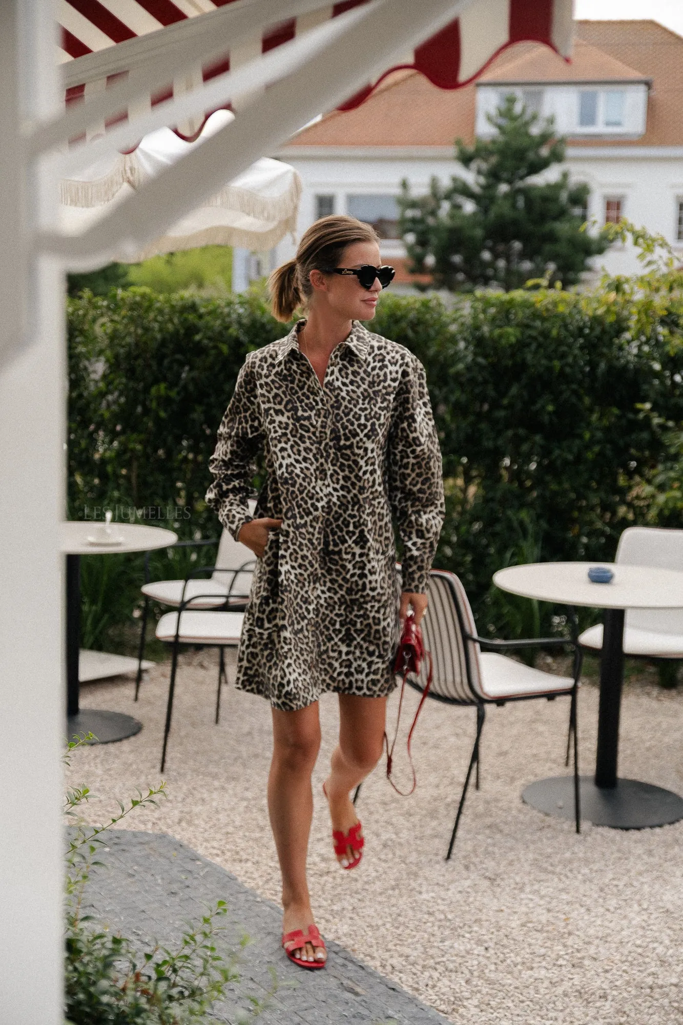 ViLeonor L/S oversize denim dress caramel café/leopard