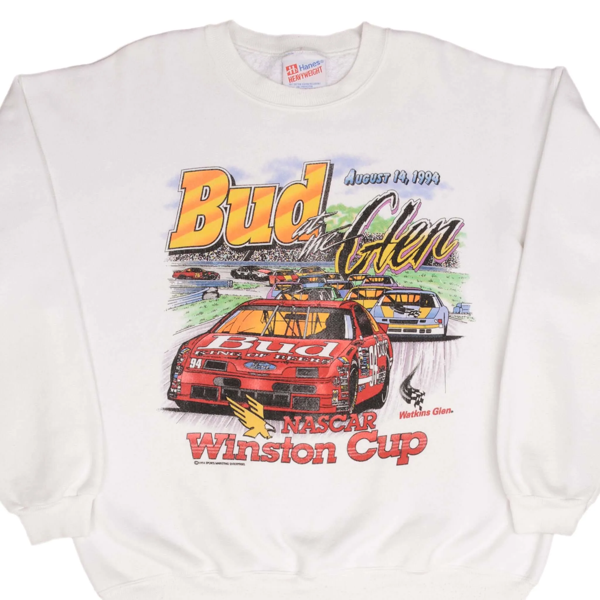 VINTAGE NASCAR BUDWEISER AT THE GLEN WINSTON CUP SWEATSHIRT 1994 LARGE MADE USA