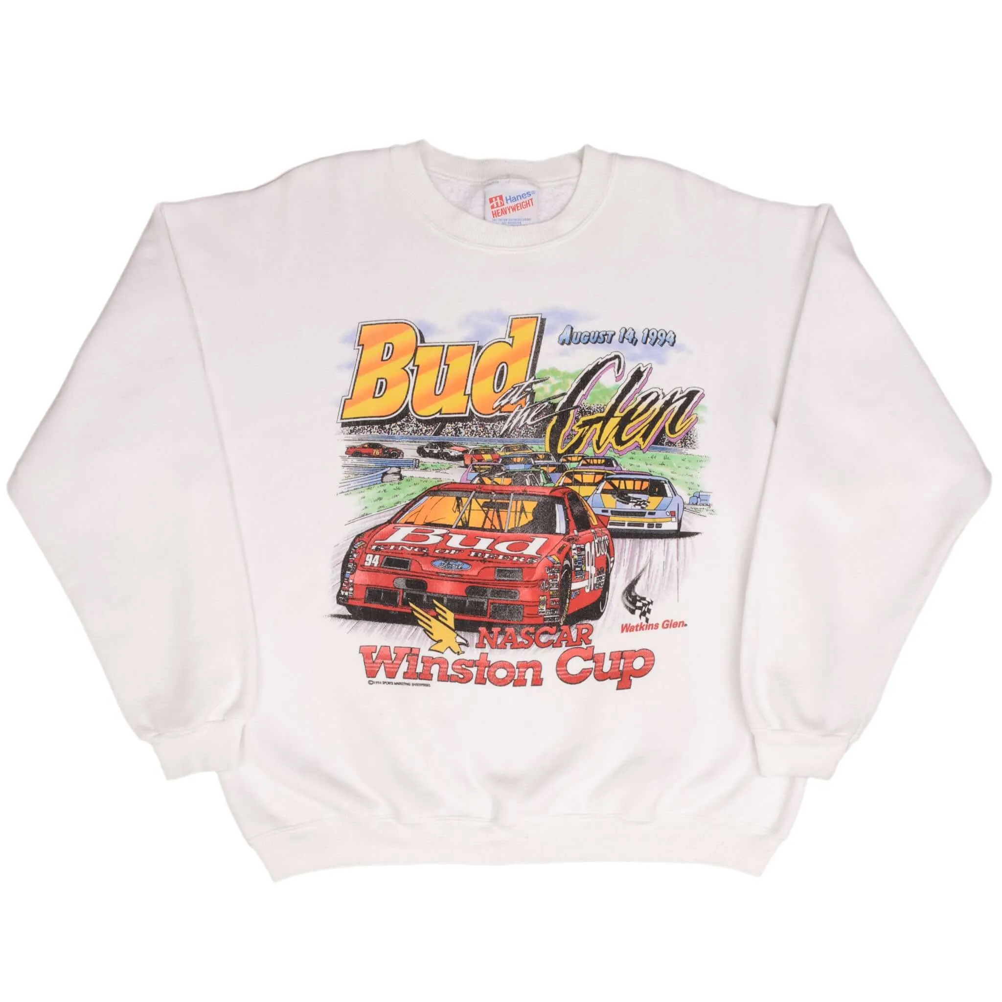 VINTAGE NASCAR BUDWEISER AT THE GLEN WINSTON CUP SWEATSHIRT 1994 LARGE MADE USA