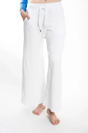 Viscose Fleece Palazzo Sweatpant, White