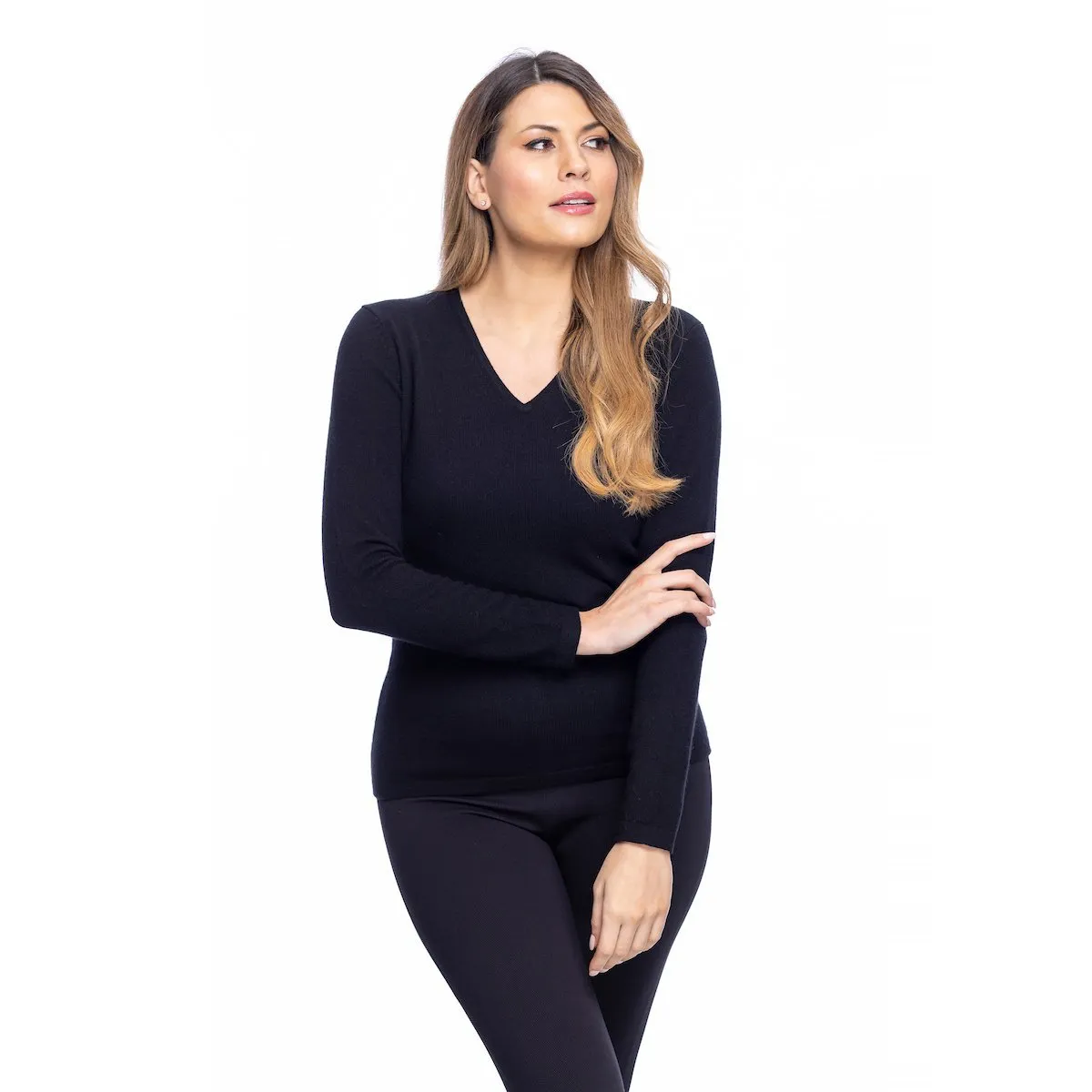 Women's Cashmere V-Neck Jumper Black