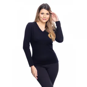 Women's Cashmere V-Neck Jumper Black