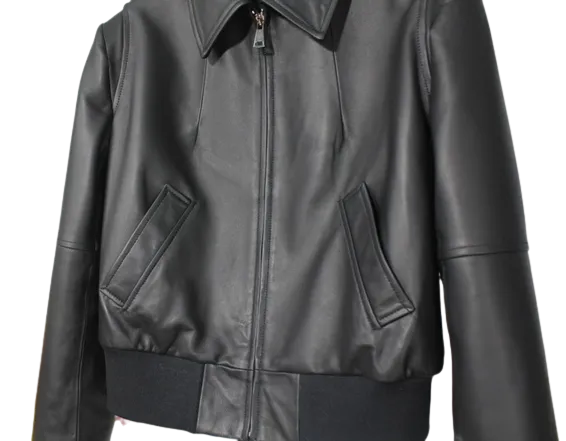 Womens Freyja Genuine Lambskin Leather Bomber Jacket