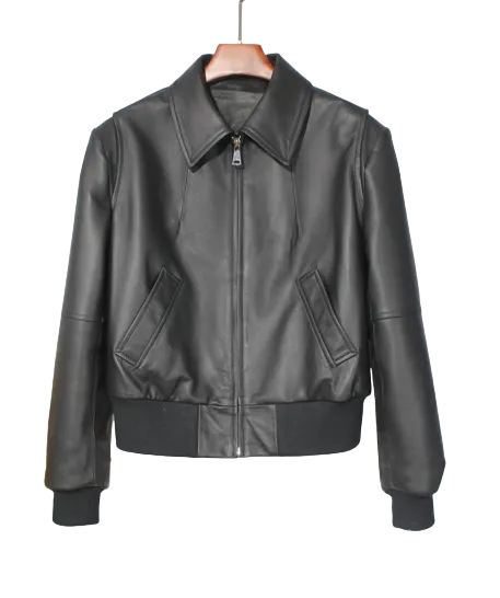 Womens Freyja Genuine Lambskin Leather Bomber Jacket