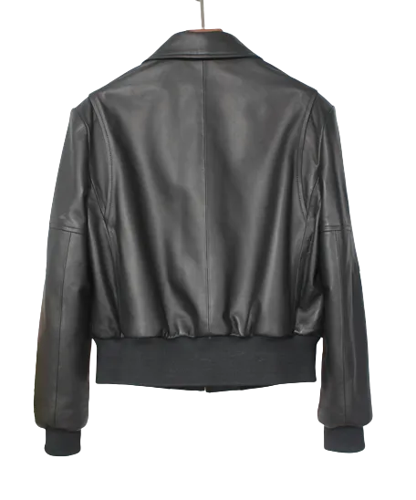 Womens Freyja Genuine Lambskin Leather Bomber Jacket