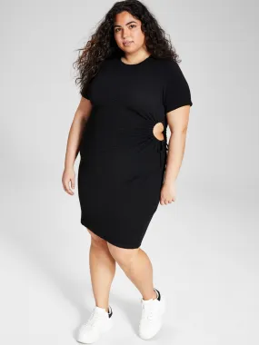 Women's Ribbed Plain Solid  Dress,Black