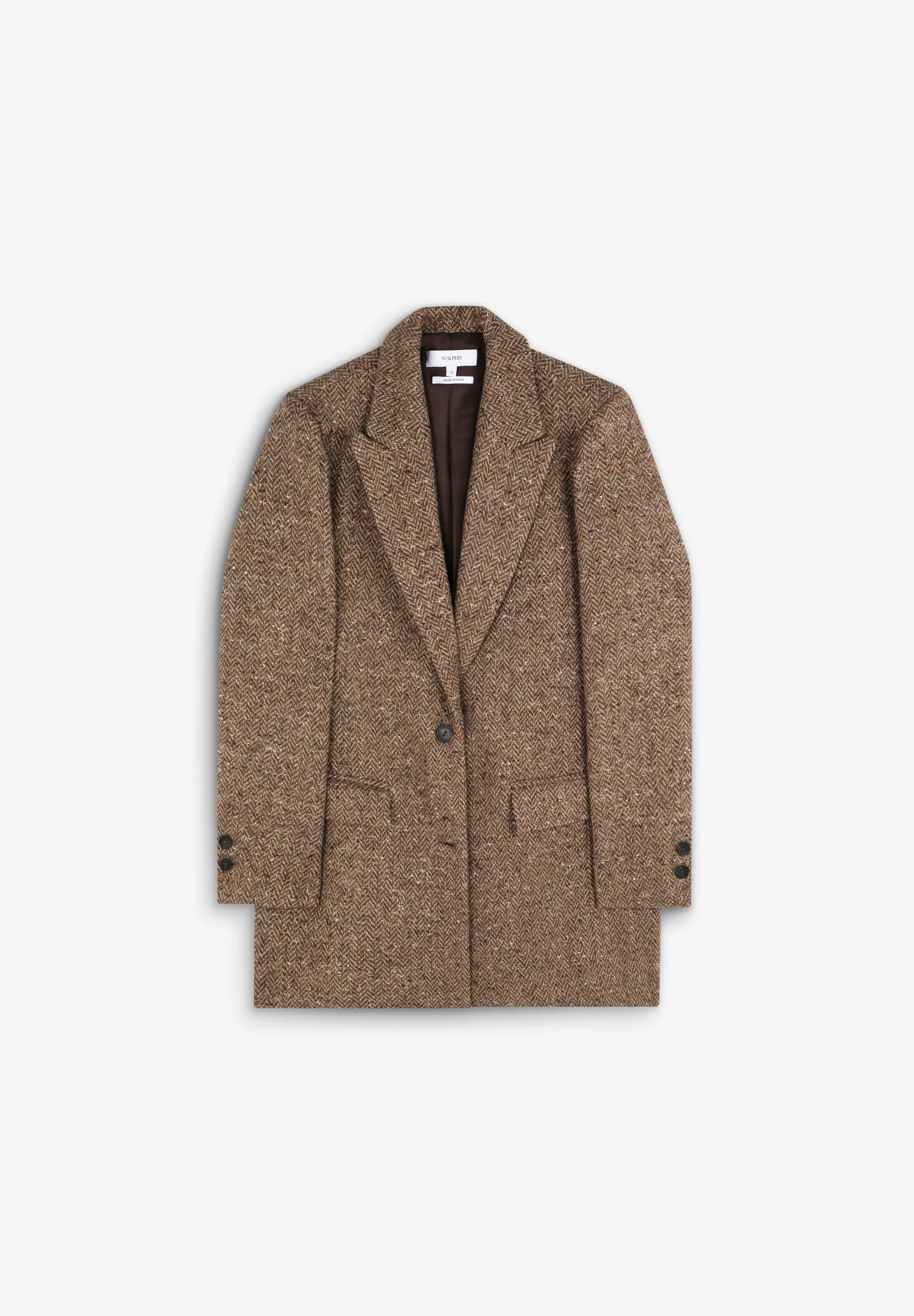 WOOL BLEND HERRINGBONE COAT